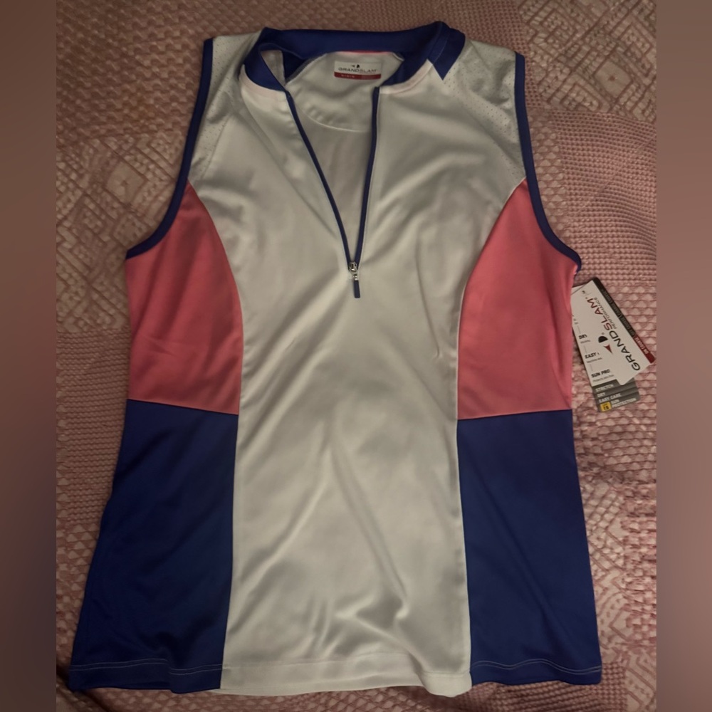 Grand Slam Women's Colorblock Tank Top - White, Pink, Blue